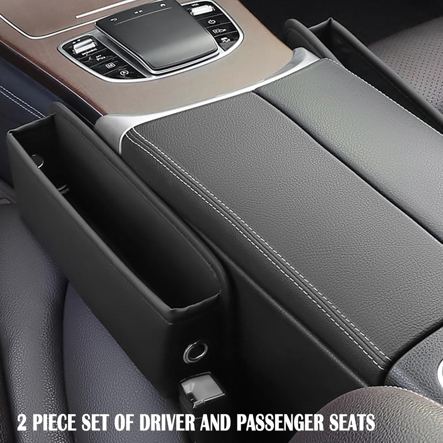 Car Seat Gap Filler 2 pack Car Gap Filler Seat Organizer Front Seat Leather Car Accessories for Women Men, Car Essentials for SUV Truck, Adjustable Seat Gap Filler Organizer (Black 2 pack)