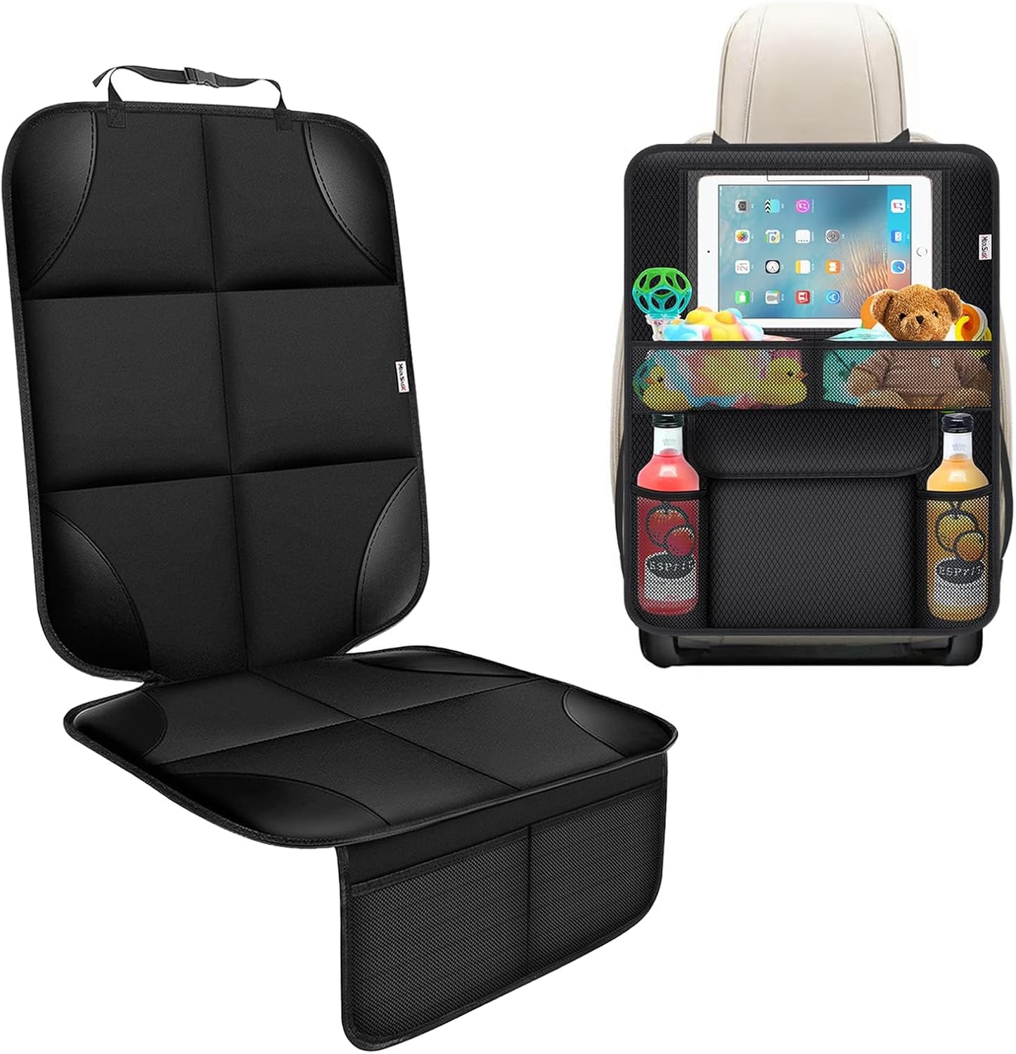 Meolsaek Kick Mats Back Seat Protector, Waterproof Oxford Seat Back Protector, Car Seat Back Protector for Kids, Back of Seat Protector for Kids Feet Car Seat (Black A -1pc)