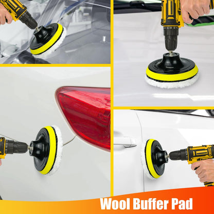 15Pcs Drill Brush Attachment Set, Drill Scrubber Brush Kit Include Soft Drill Wheel Brush, Scrub Pads, Sponge, Drill Cleaning Brush Attachment Set for Car, Bathroom, Tub, Tile, Floor, Grout, Boat