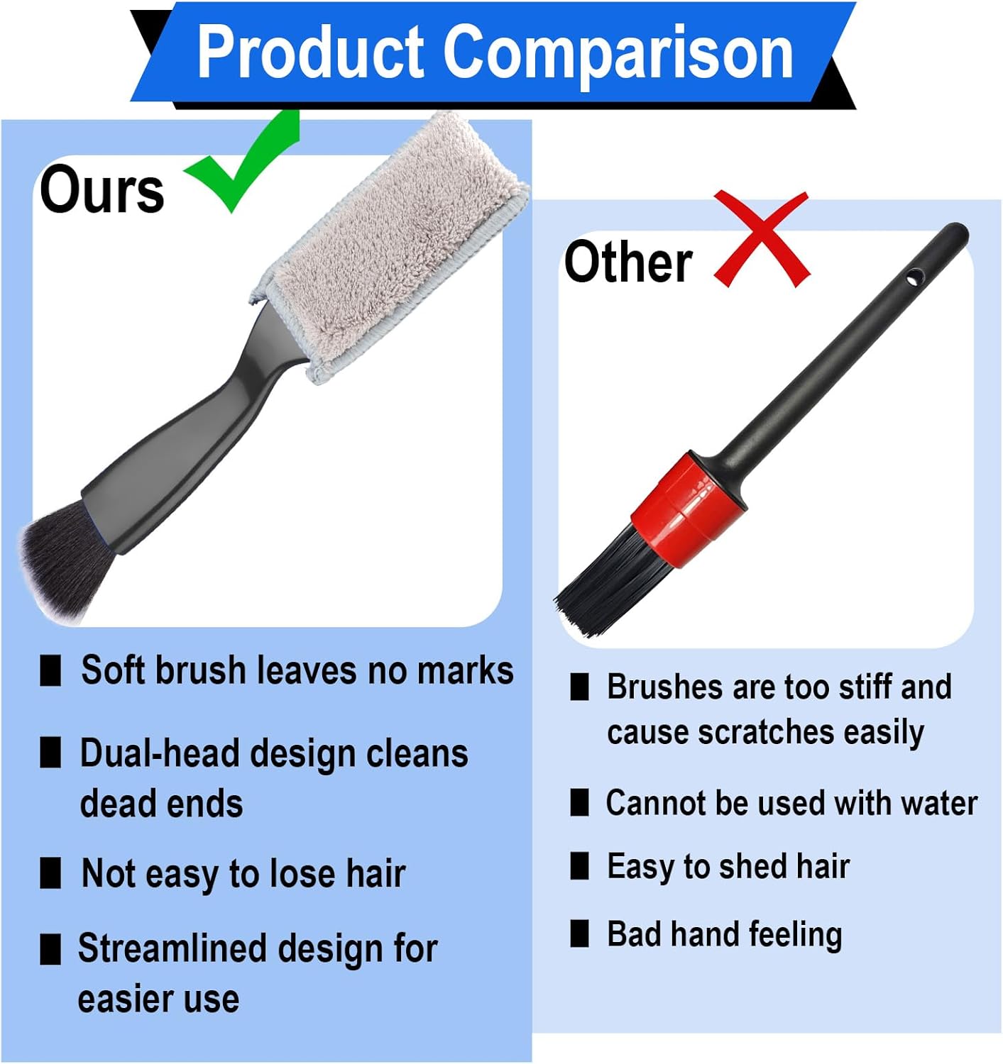 Double Head Brush for Car Clean, 2 in 1 Car Detailing Brush, Car Accessories Double Ended Portable Dust Brush with 2 Cleaning Cloth, Universal Dust Removal Brush for Air Conditioner Outlets