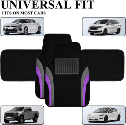 CAR PASS Leather Waterproof Sporty Car Floor Mats Carpet,Universal Automotive Floor Mat Fit for Sedans, Cars, Mid Trucks, Vans, SUV, Set of 4 (Black and Gray)