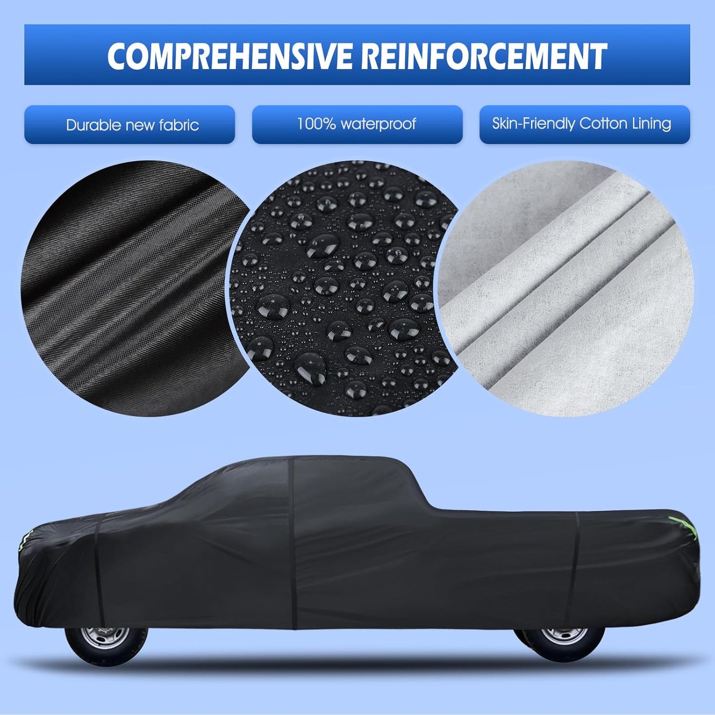 6 Layers Car Cover Waterproof All Weather for Automobiles, Size A3 with Zipper Cotton Fit for Toyota Camry, Honda Accord, Ford Mustang, Chevy Camaro/Malibu,Kia Optima/K5 (187-198 inch)