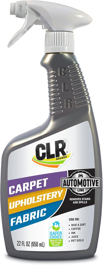 CLR Brands Automotive Carpet, Upholstery & Fabric Cleaner, 22 oz. Spray Bottle, Fast-Acting Stain Remover, Cleans Mud, Coffee, Ink, Blood and More, Automotive Carpet and Upholstery Cleaner