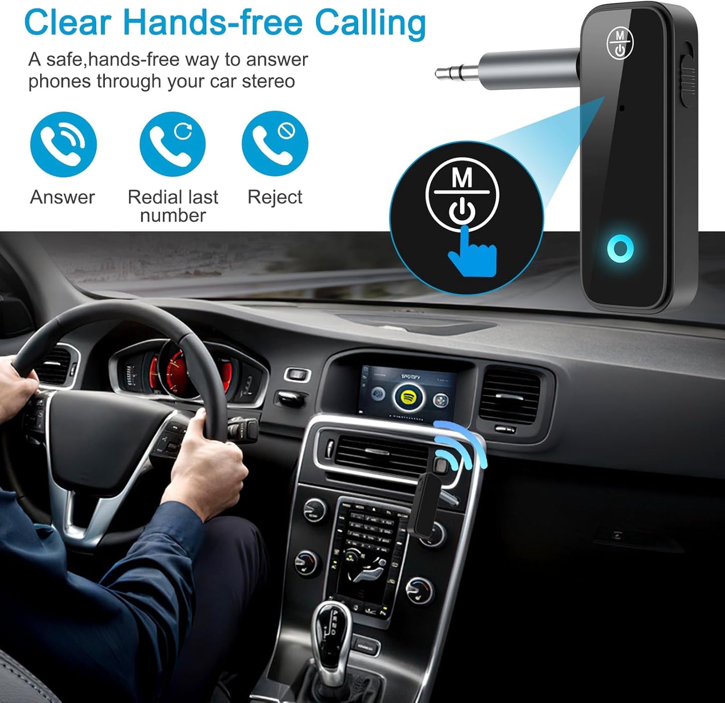 Bluetooth 5.4 AUX Adapter for Car, 2 in 1 Bluetooth Transmitter Receiver for TV Headphones Home Stereo Speaker, Hands-Free Calls, 3.5mm Wireless Audio Adapter
