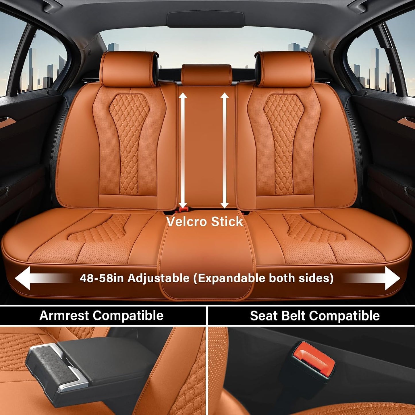 Coverado Seat Covers, Car Seat Covers Full Set, Black Car Seat Cover, Car Seat Covers Front Seats Back Seat Cover, Waterproof Car Seat Cushion, Leather Seat Covers Seat Protector Fit for Most Cars