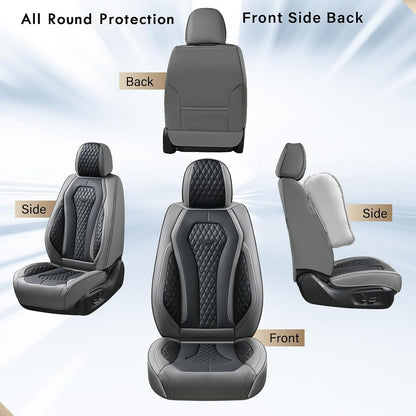 Coverado Seat Covers, Car Seat Covers Full Set, Black Car Seat Cover, Car Seat Covers Front Seats Back Seat Cover, Waterproof Car Seat Cushion, Leather Seat Covers Seat Protector Fit for Most Cars