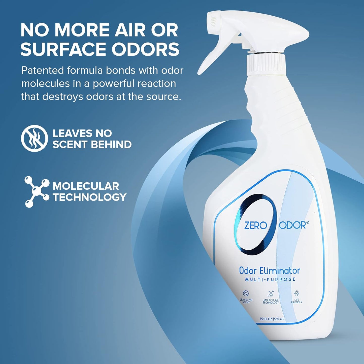Zero Odor Multi-Purpose Odor Eliminator - Eliminate Air & Surface Odor – Patented Technology Best for Bathroom, Kitchen, Fabric, Closet- Smell Great Again, 8oz (Over 1000 Sprays)