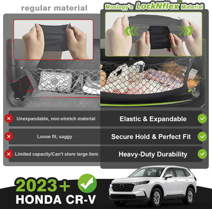 Muslogy Truck Bed Cargo Net Trunk Netting Compatible with 2023-2025 2026 Honda CR-V Accessories, Pickup Cargo Organizer SUV Sedan Storage Net w/Heavy Duty Carabiners - Colors B