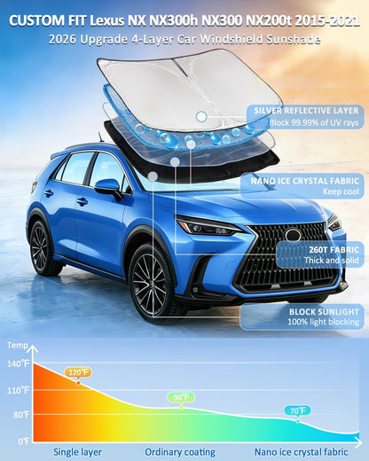 for Toyota Tacoma 2016-2023 2024 2025 2026 Sun Shade Sunshade Windshield Cover - 4 Layers Front Window Shade Custom Fit Tacoma 2Dr 4Dr Pickup Sun Visor 240T Shade Blocks UV Rays Car Accessories - Colors C