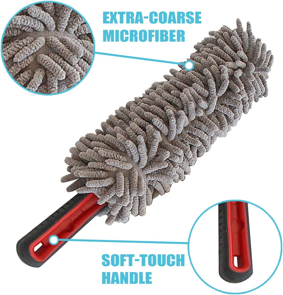 Bittwee Car Wheel Brush, Auto Detailing Wash Brush Duster Exterior Scratch Free with Long Handle Ergonomic Grip, Gift for Men Car Guy, Universal for Cleaning Vehicle Truck SUV Van Tire Wheel