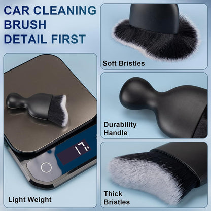 Amrules 2PCS Car Interior Detailing Brush, Auto Car Detailing Brush Dusting Brush, Soft Bristles Car Interior Cleaning Tool for Dashboard Interior, Exterior, Skylight, Leather, Dust Brush, Brown