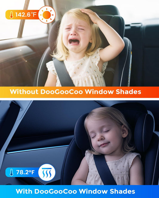 Car Window Shades for Baby, [100% UV Block & Ice-Crystal Cooling] Breathable Car Shade for Back Window Universal Fit for SUV, Sedan, Privacy & Safety (Medium), 2 Pack