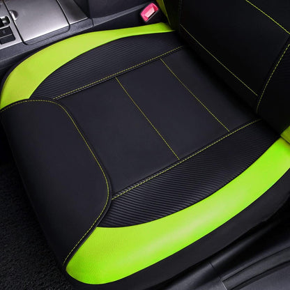 Flying Banner Carbon Fiber Leather Vehicle Seat Covers, Leopard Gray Black, Universal Fit - 8PCS