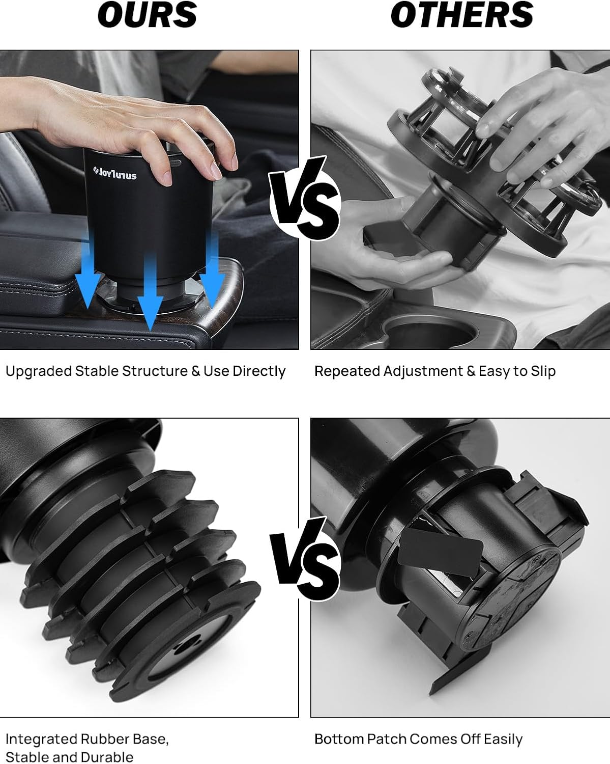 JOYTUTUS Upgraded Car Cup Holder Expander with Offset Base, Fit for YETI, Hydro Flask, Large Cup Holder Expander for Car Hold 18-40 oz Bottles and Mugs, Other Bottles in 3.4"-3.8"(Bling)