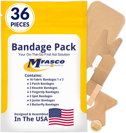 MFASCO - 7 in 1 - Travel Size Medicine Kit - TSA Approved | 28 First Aid Emergency OTC Medicine Packets for Cruise & International Travel | Compact Med Refill for Traveling & Office Assembled in USA