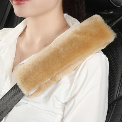 AOGELAN 2 Pack Black Fluffy Fuzzy Genuine Sheepskin Car Seat Belt Cover Pad, Seatbelt Cushion for Soft Auto Lambswool Shoulder Strap Cushion Adults (2, Black)