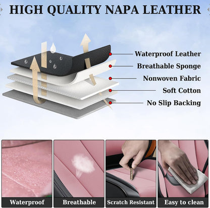 Coverado Seat Covers Full Set, Black Seat Covers for Cars 5 Seats, Car Seat Protector, Waterproof Nappa Leather Car Seat Cushion, Front and Rear Car Seat Cover Fit for Most Sedans SUV Pick-up Truck - Colors A