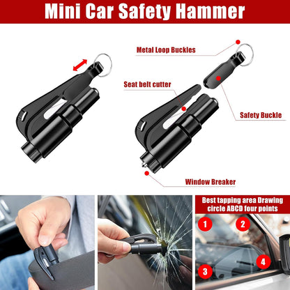 Car Roadside Emergency Kit, Car Safety Kit Portable Vehicle Kits for Emergency with Jumper Cables, Tow Straps, Safety Hammer, Black