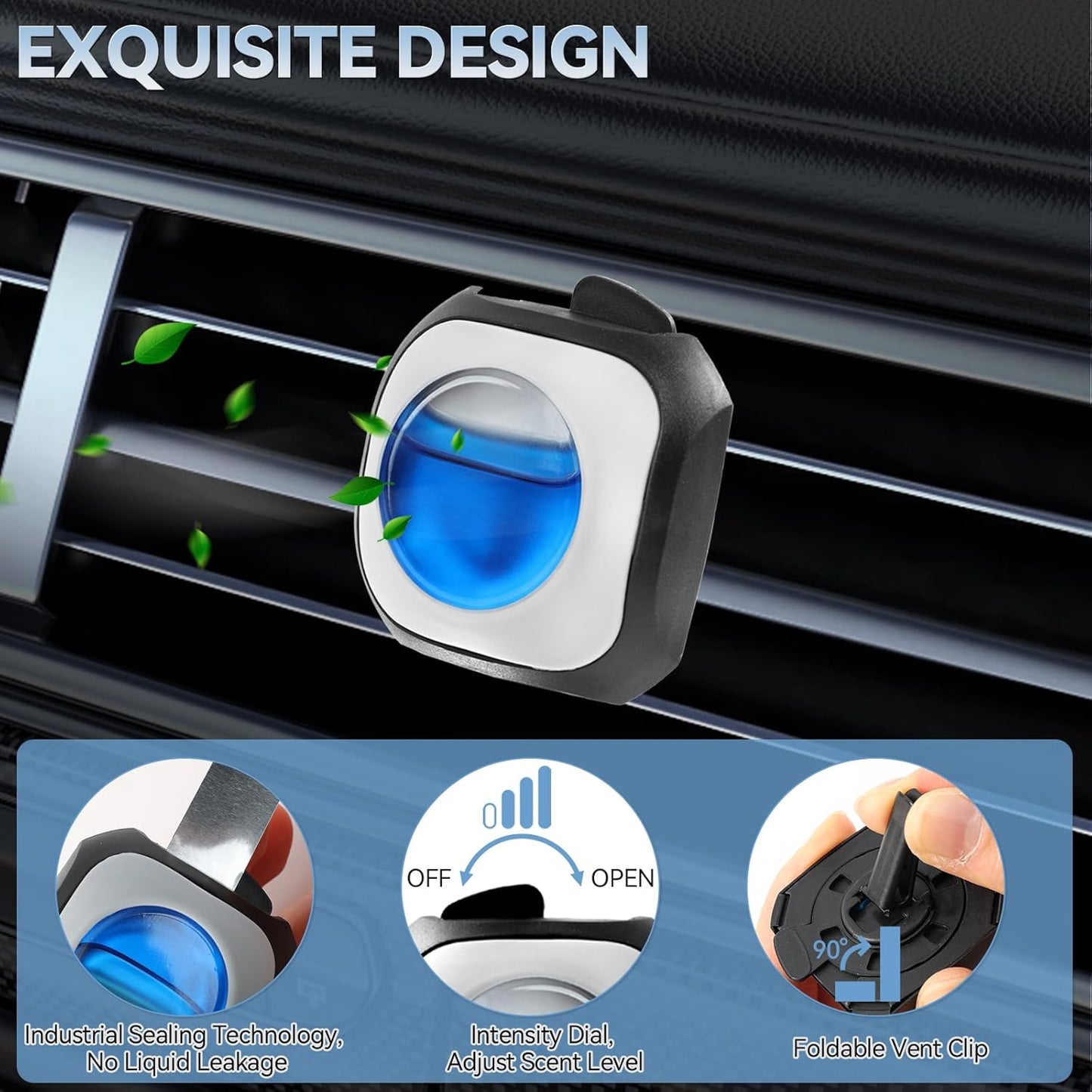 Car Air Freshener Vent Clip 6 Pack 4ml Each Up to 180 Days Long Lasting Scent Odor Eliminator for Women Men(Ocean Breeze)
