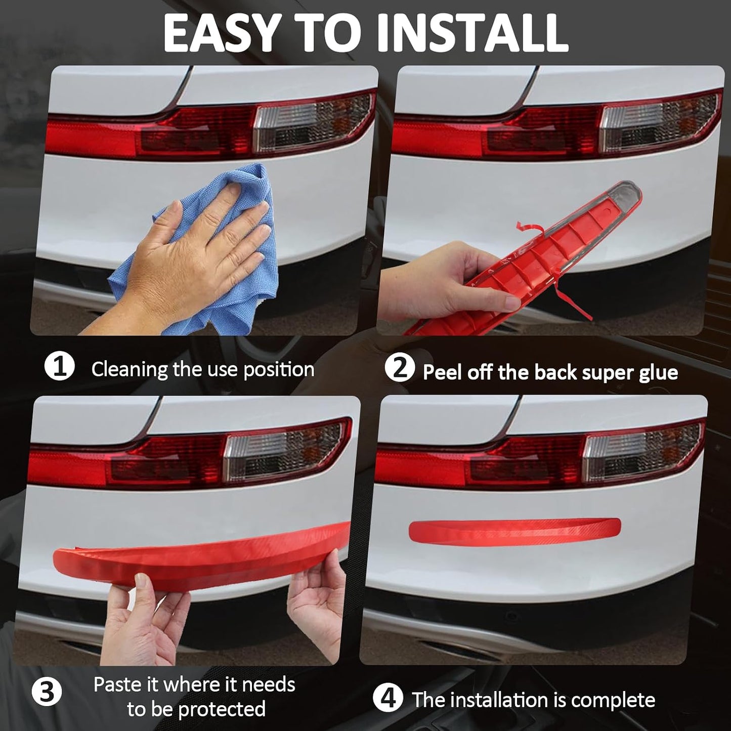 BokWin 4-Packs Black Anti-Collision Patch Bumper Guard Strip Anti-Scratch Bumper Protector Trim Universal for Cars SUV Pickup Truck