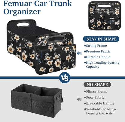 Femuar Car Trunk Organizer with Large Capacity Waterproof Car Accessories for Women & Men, Collapsible Trunk Organizer for Suv/Jeep/Sedan,Tools (Black, Standard)
