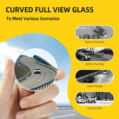 Blind Spot Mirror for Car (2 Pack) - HD Frameless Wide-Angle Convex Mirror for Side View Mirrors Blindspot - 2 Inch Round Self Adhesive Angle Adjustable Blind Spot Mirrors for Car, SUV, Trucks