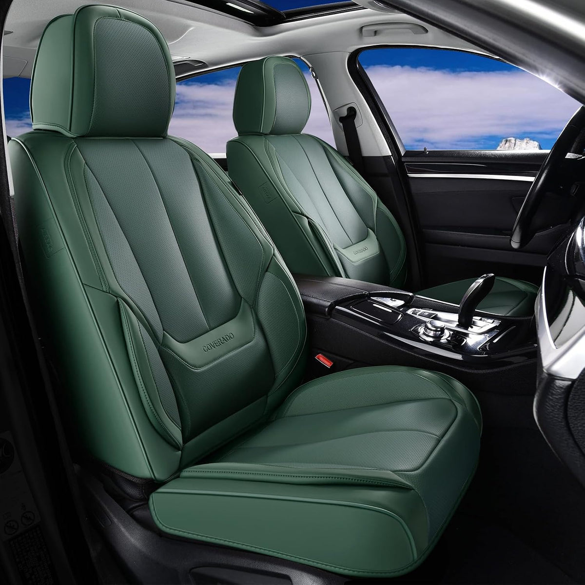 Coverado Seat Covers Full Set, Black Seat Covers for Cars 5 Seats, Car Seat Protector, Waterproof Nappa Leather Car Seat Cushion, Front and Rear Car Seat Cover Fit for Most Sedans SUV Pick-up Truck - Colors A
