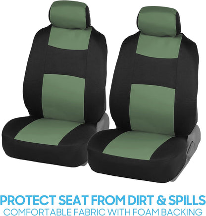 BDK PolyPro Car Seat Covers Full Set in Charcoal on Black – Front and Rear Split Bench for Cars, Easy to Install Cover Set, Accessories Auto Trucks Van SUV