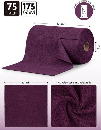 Fantasticlean Microfiber Cleaning Cloth Roll -75 Pack, Tear Away Microfiber Towels, 12" x 12", Reusable, Washable, Scratch Free, Ultra Absorbent for All-Around Cleaning Supplies (DimGray)