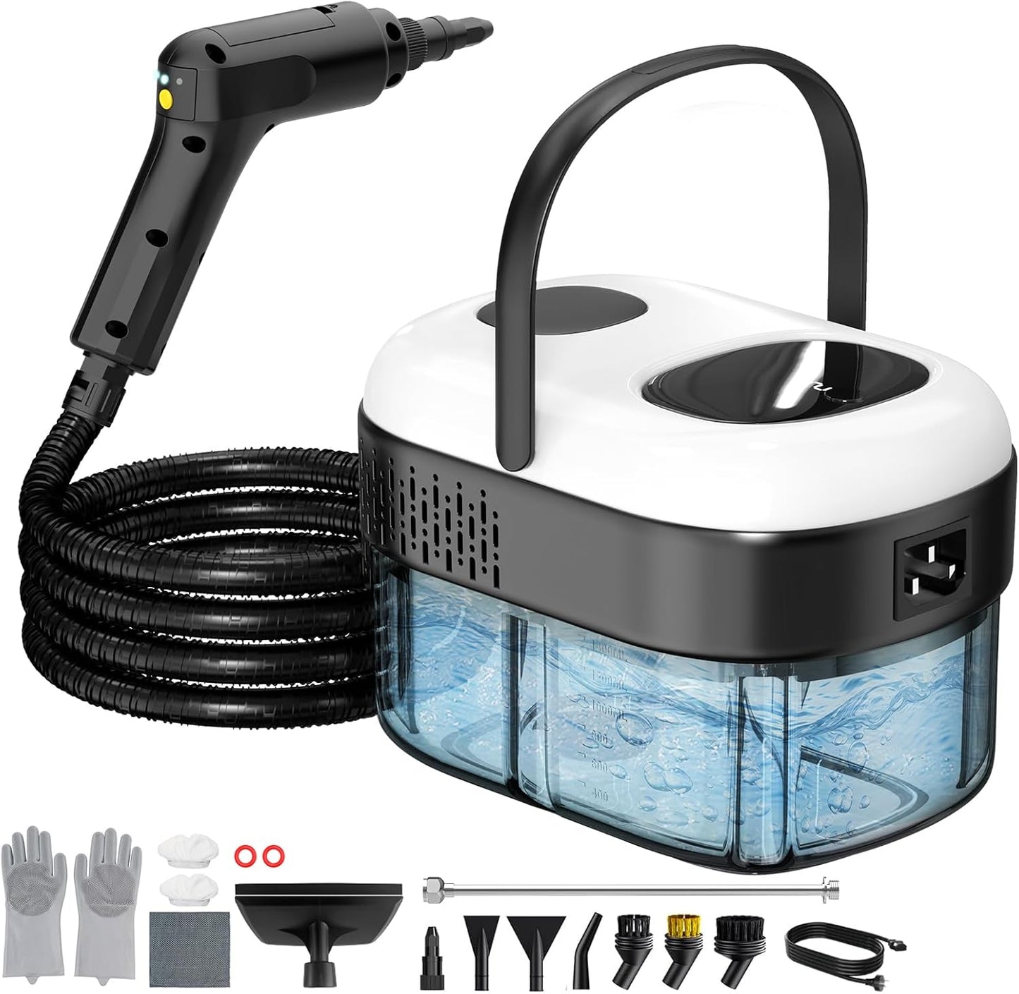 Pressurized Steam Cleaner, 3-Level Adjustable Handheld Steamer Cleaning for Home, 15s Fast Heat-Up & 47.3oz Tank, 2500W Multi-Surface Portable Steamer for Floor/Grout/Car/Kitchen & Bathroom