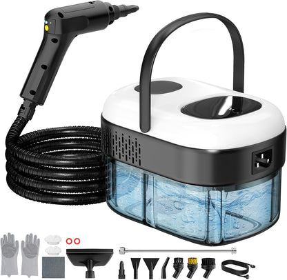 Pressurized Steam Cleaner, 3-Level Adjustable Handheld Steamer Cleaning for Home, 15s Fast Heat-Up & 47.3oz Tank, 2500W Multi-Surface Portable Steamer for Floor/Grout/Car/Kitchen & Bathroom