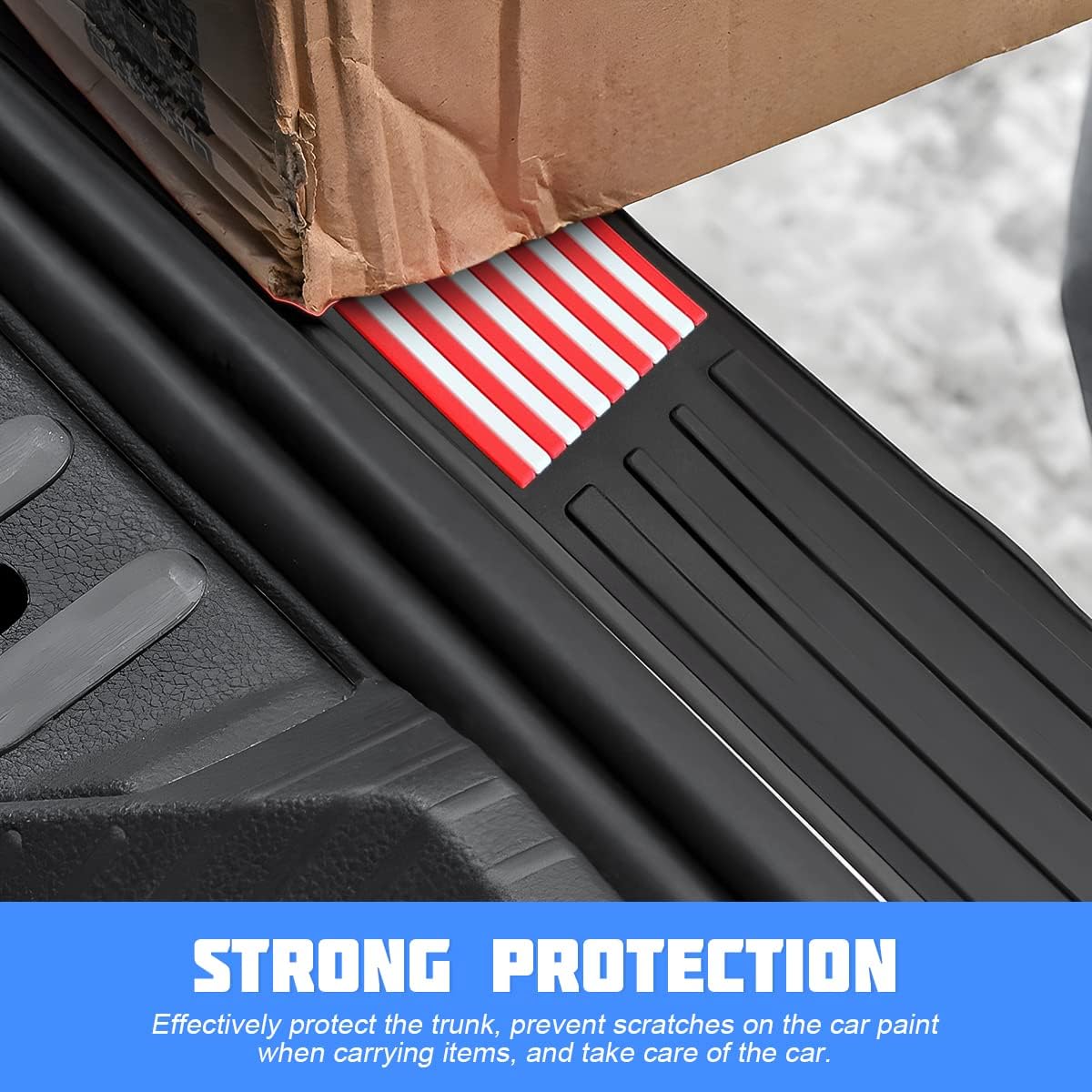 Car Rear Bumper Protector Guard, Anti-Scratch Abrasion Rubber Trunk Door Entry Sill Guard, Non-Slip Vehicle Trim Cover Protection Strip, Car Accessories for Most Cars and SUV (Black/Red/35.4" x2.7)