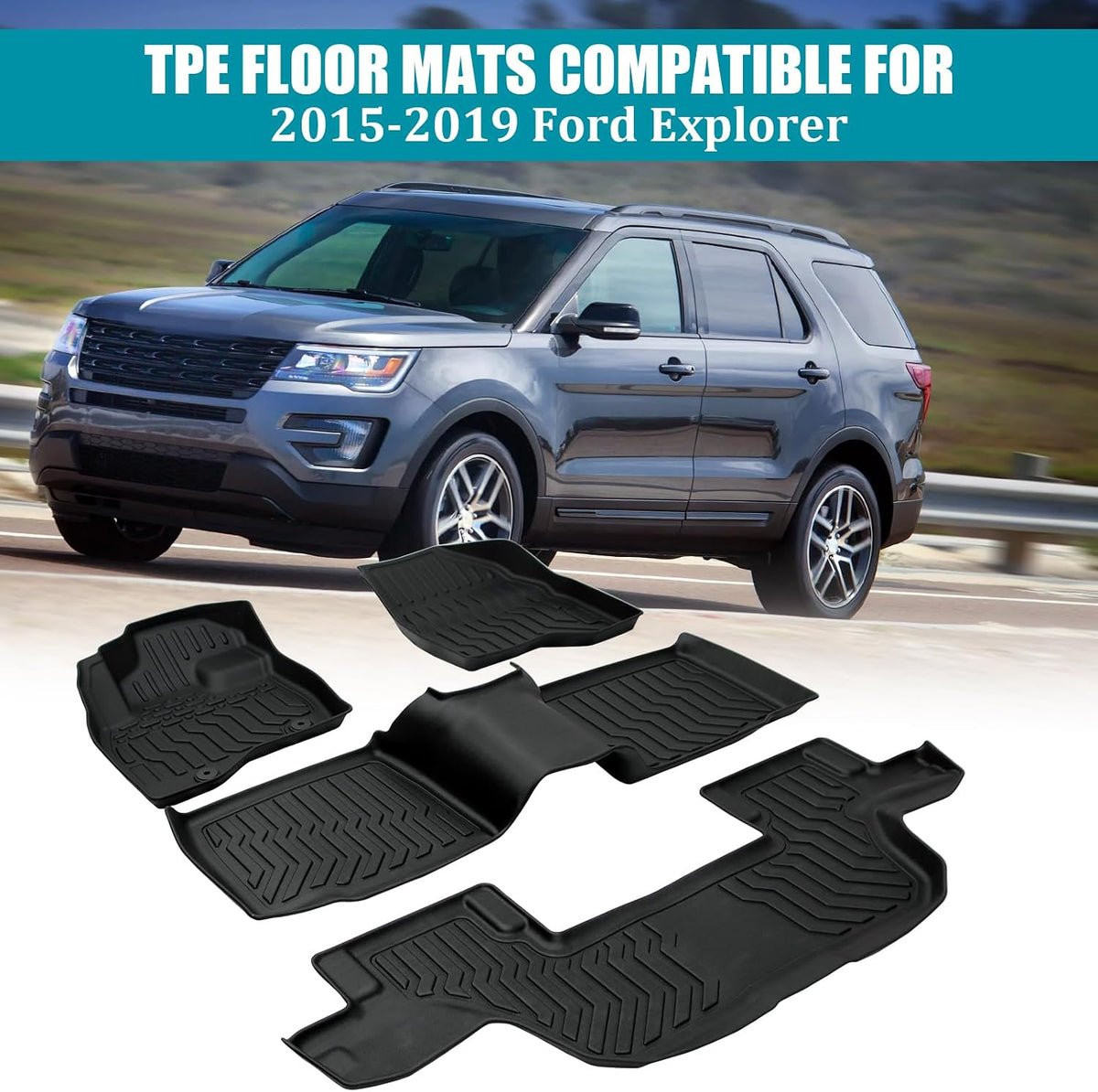 All Weather Floor Mats for 2016-2019 Chevy Cruze (No Fit 2016 Cruze Limited), Chevy Cruze Floor Mats, 1st and 2nd Maximum Coverage, 3D Waterproof TPE Rubber Protector Car Mats Full Set Liners