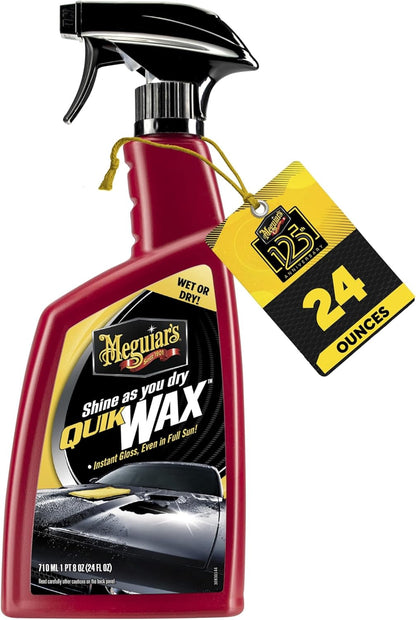 Meguiar’s Quik Wax, Spray Wax, Spray On Car Wax For Protection, Enhances Shine; Use On Exterior Paint And Clear Coat On Cars, Trucks & Suvs; Apply On Wet Or Dry Paint, Even In Direct Sunlight - 24 Oz