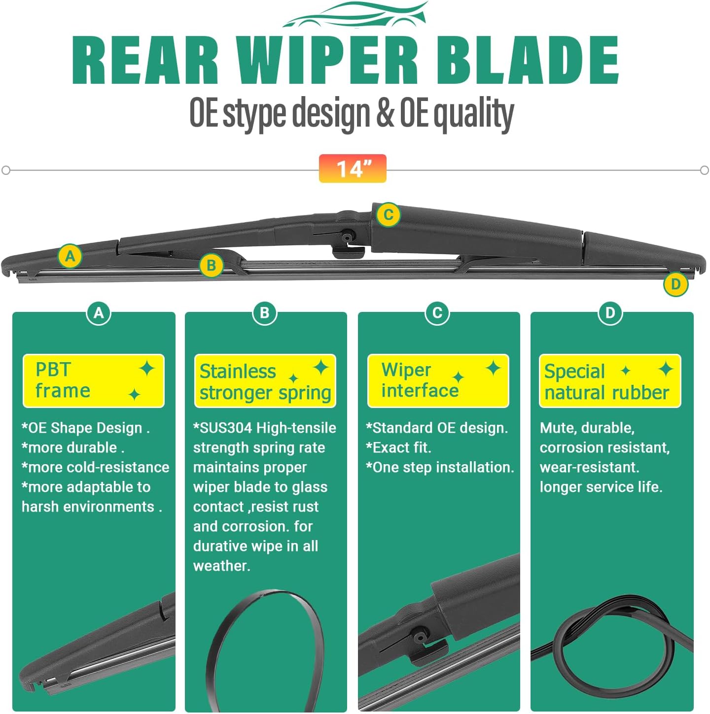 26" 16" 11" Windshield Wiper Blades Replacement for Chevrolet Chevy Trax 2024 2025 2026 Premium All Weather Front Rear Wipers Set - OEM Quality (Pack of 3) - Colors D