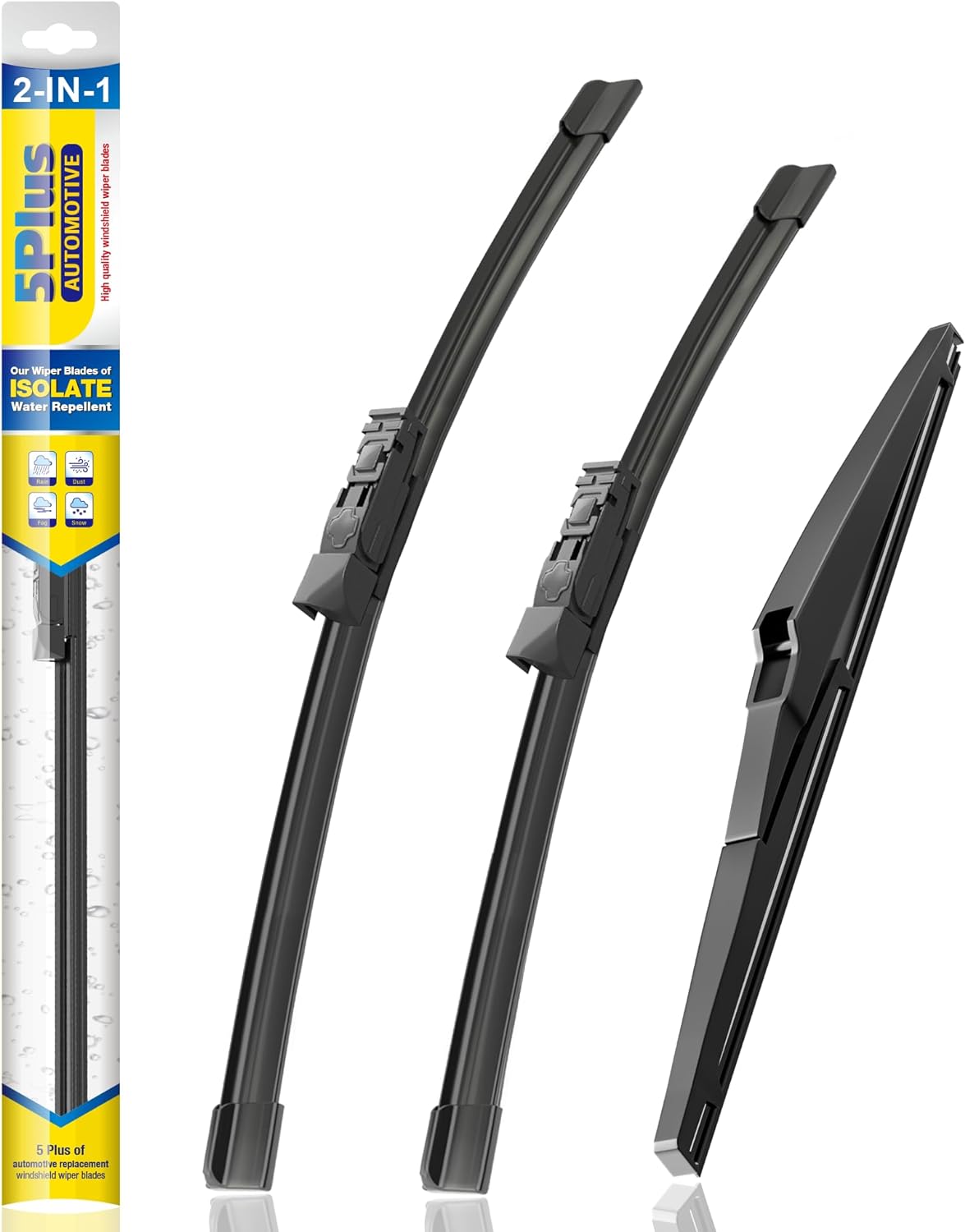5 PLUS® Silicone Windshield Wipers Replacement for 2019-2024 Toyota RAV4/ 2006-2015 Mazda 5 Wiper Blades(Set of 3), Windshield Wiper Blades For My Car-26"/16"/12" - Colors A