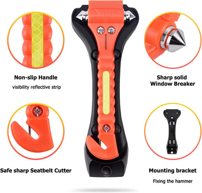 MOTORBUDDY 4-Pack Emergency Escape Hammer Seat Belt Cutter,Auto Car Safety Hammer with Window Glass Breaker，Escape Tool for Car Accidents