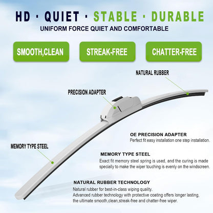 OEM QUALITY 24" +19" PARRATI Premium All-Season Windshield Wiper Blades (Set of 2) - Colors B