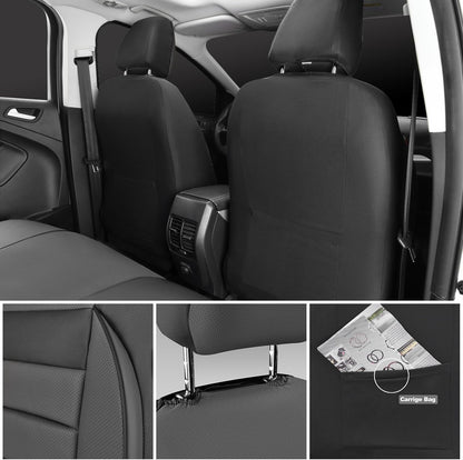 CAR PASS Leather Seat Covers Full Set Universal Water Resistant 3D Foam Back Support, Luxury Comfort Automotive 5 Seat Covers All Season Fit for SUV,Sedan,Van, Airbag Compatible Elegance(Pure Black)