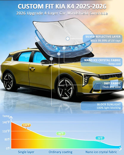 for Toyota Tacoma 2016-2023 2024 2025 2026 Sun Shade Sunshade Windshield Cover - 4 Layers Front Window Shade Custom Fit Tacoma 2Dr 4Dr Pickup Sun Visor 240T Shade Blocks UV Rays Car Accessories - Colors C