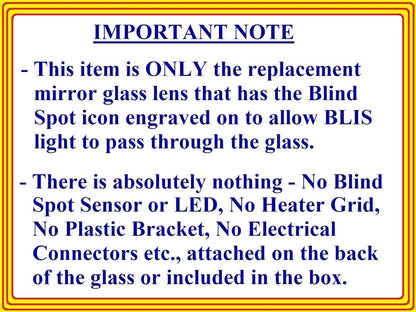 Blind Spot Passthrough Mirror Glass with Full Size Adhesive for Volkswagen | 2015 – 2021 Golf | 2019 – 2024 Jetta | 2015 – 2024 GTI | Passenger Side View Right RH