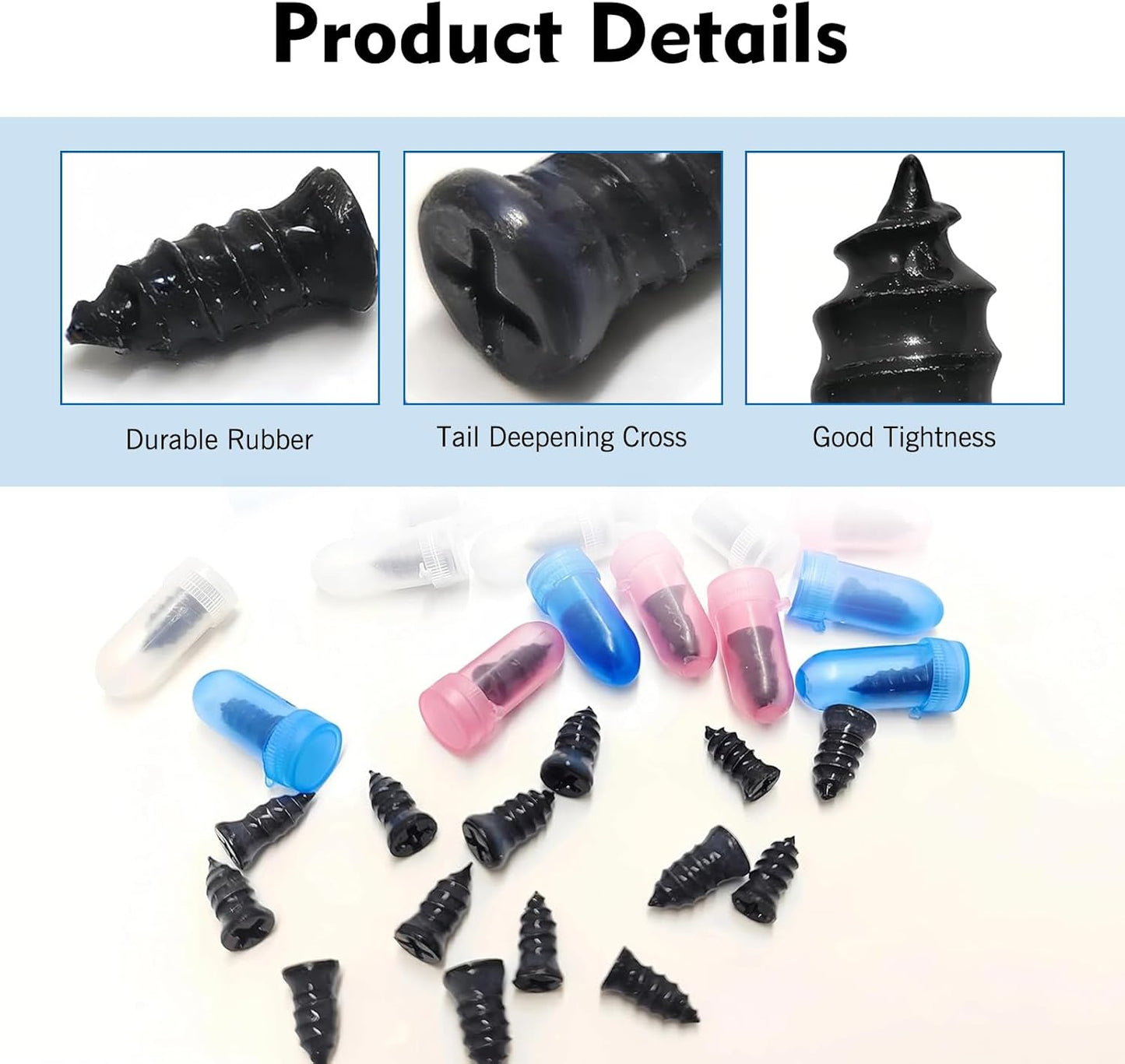 60 PCS Tire Repair Rubber Nail, Vacuum Tire Repair Kits Spiral Rubber Screws, Fast Self-Service Tool for Car, Truck, Motorcycle, Tractor Tire Puncture Repair (Black)