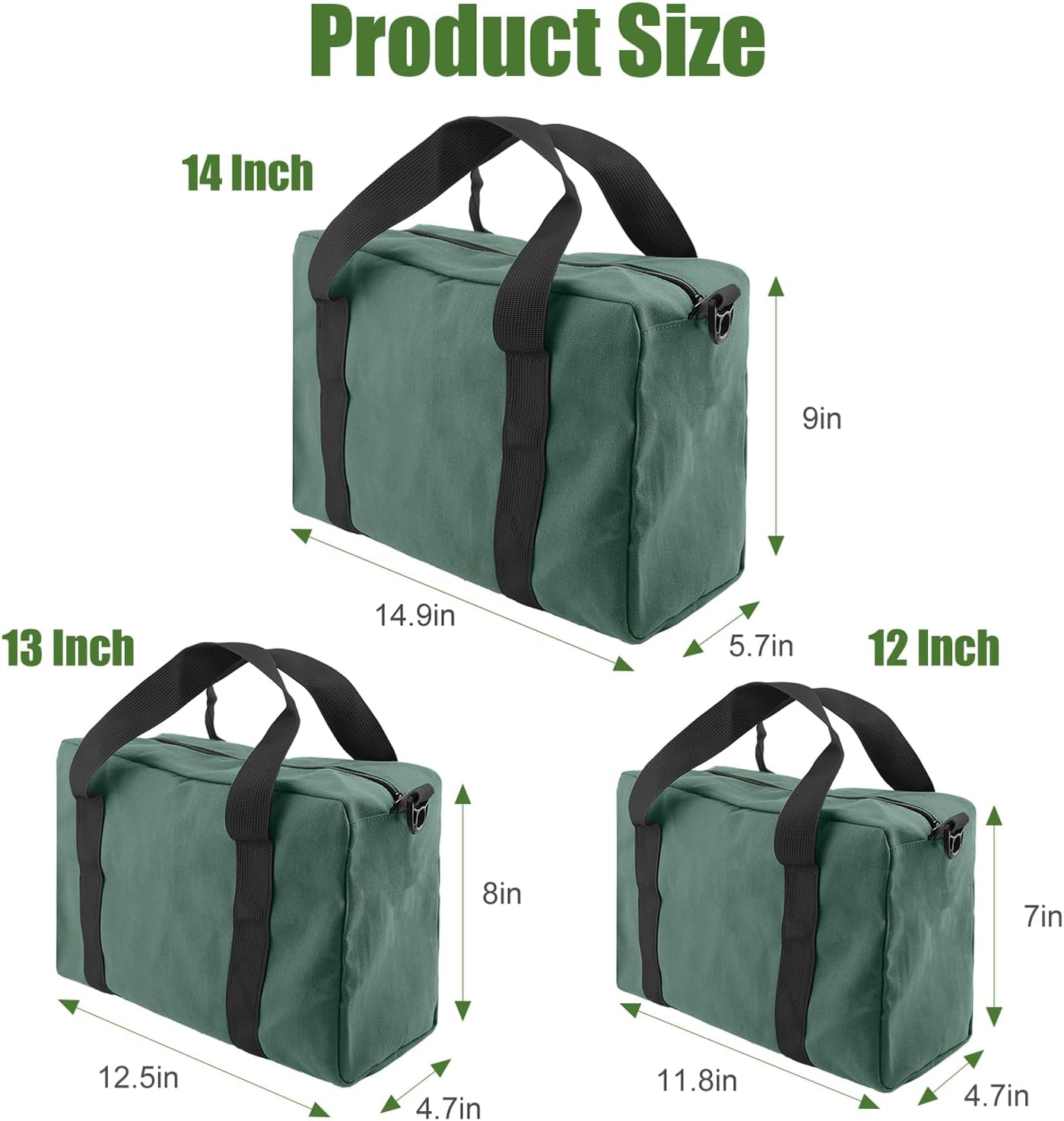 Small Tool Bag,Close Top Wide Mouth Tool Organizer Bag,Large Capacity Tool Bags for Men,Canvas Tool Storage Bag for Storage Handbag for Screwdrivers,Wrench,Pliers Hand Tools (black, 12 Inch)