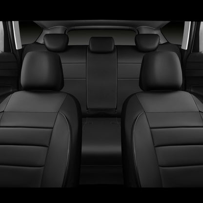 CAR PASS Leather Seat Covers Full Set Universal Water Resistant 3D Foam Back Support, Luxury Comfort Automotive 5 Seat Covers All Season Fit for SUV,Sedan,Van, Airbag Compatible Elegance(Pure Black)