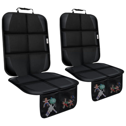 Meolsaek Car Seat Protector for Child Car Seat, Durable 600D Fabric Waterproof Car Seat Cover with Thick Pad Non-Slip Backing，No Imprints (Black 2pcs)