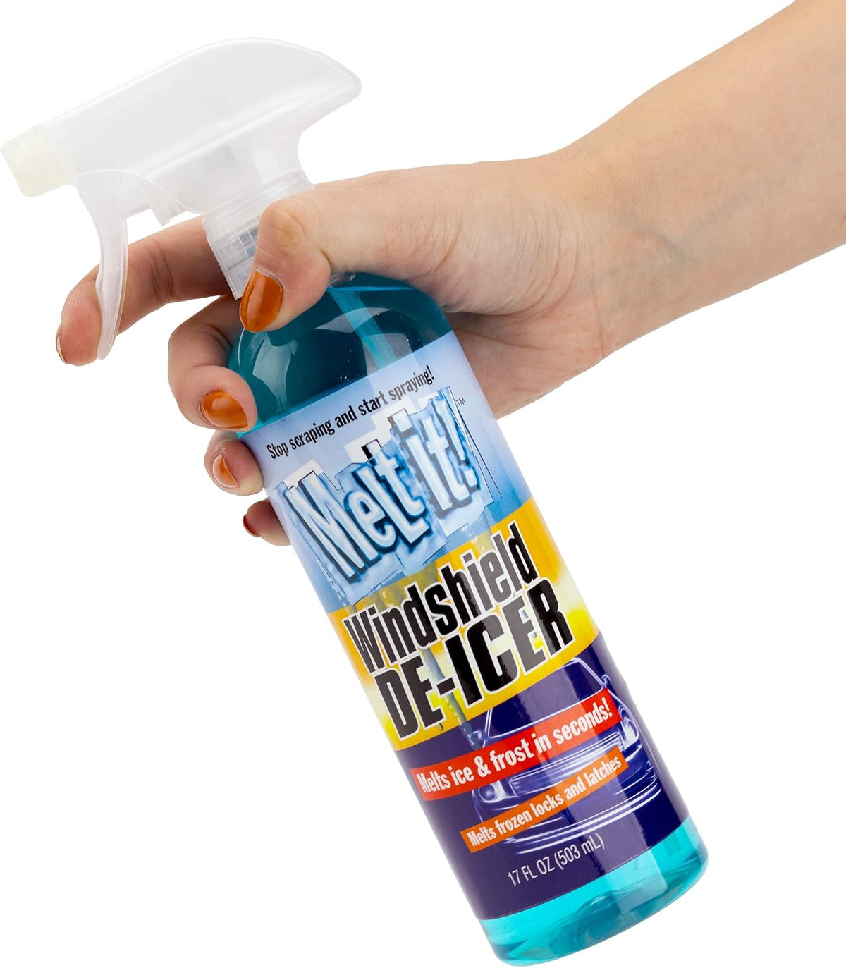 E·Z·R Windshield De-Icer. Melt it! Instantly Melts Ice & Winter Frost For Car Windshields, Windows, Mirrors, Key Locks, & Latches, Snow Melting Defrost Liquid For Car Window Cleaner, 17 Fl Oz, 2-Pack