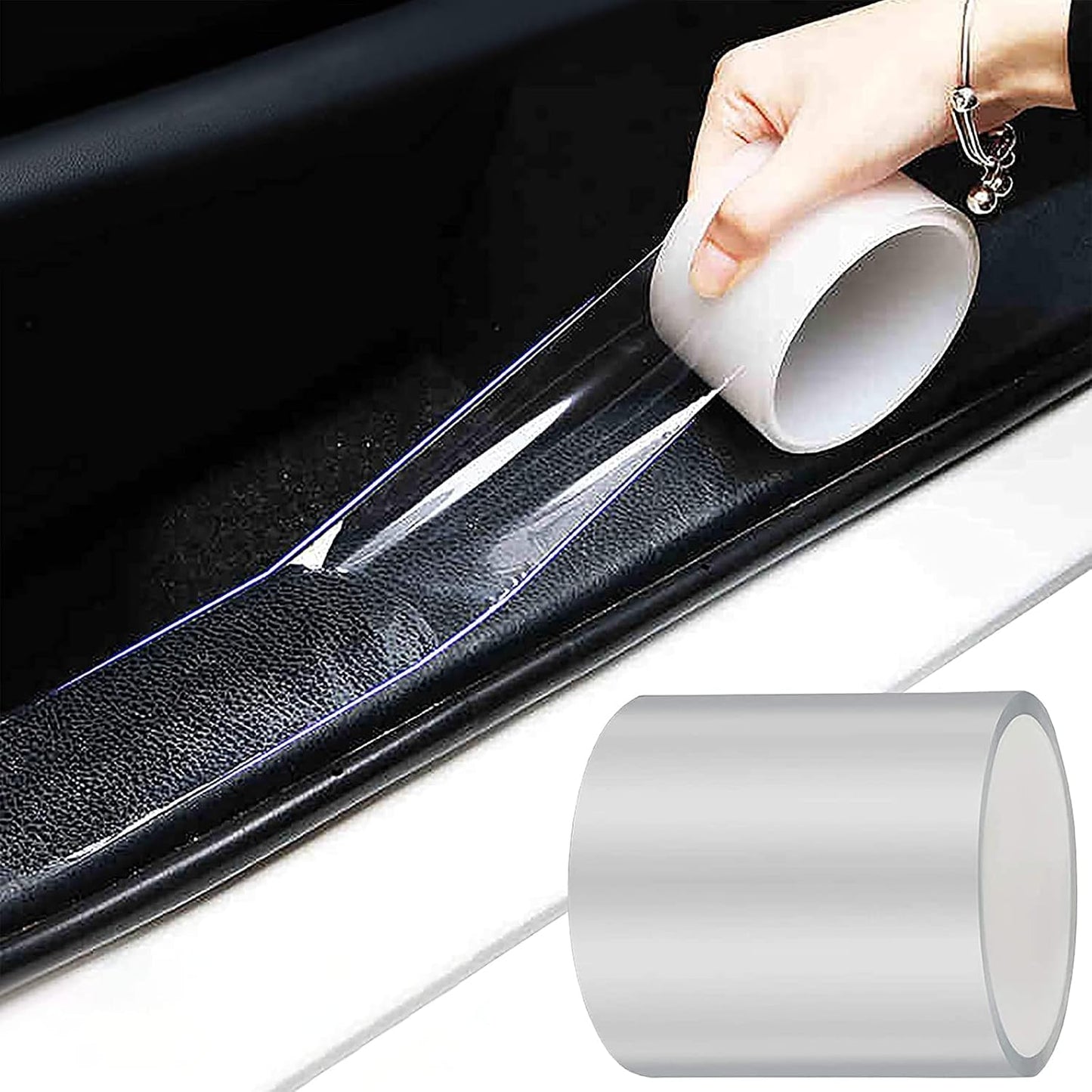 MYFAMIREA Anti-Scratch Anti-Collision Adhesive Strip Car Door Edge Guard Protector Strip Car Door Scuff Plate Protectors Transparent Invisible Tape for Rear Bumper/Door(33Ft x 2In)