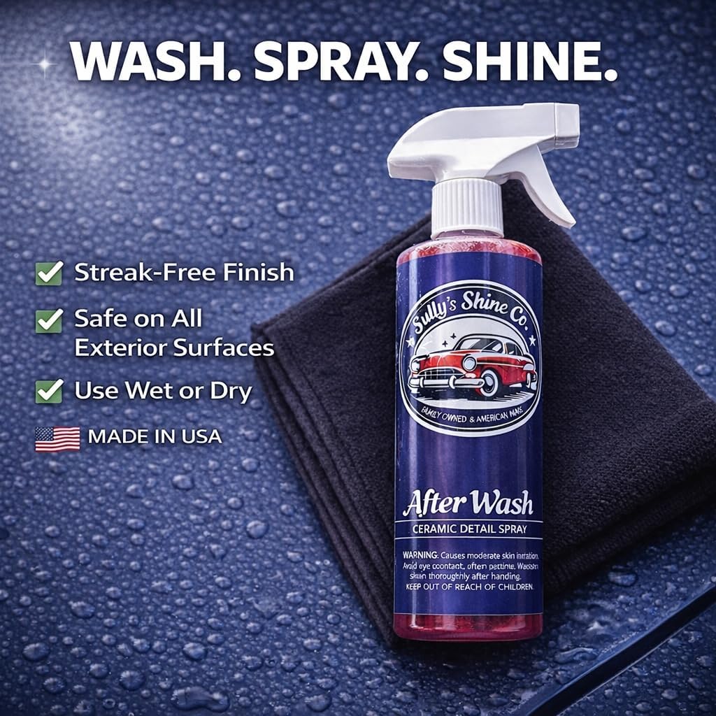 Sully’s After Wash Ceramic Spray Coating – SiO2 Quick Detailer – High Gloss, Water Beading & Hydrophobic Protection – Streak-Free Spray Sealant for Cars, Trucks & RVs – 16 oz