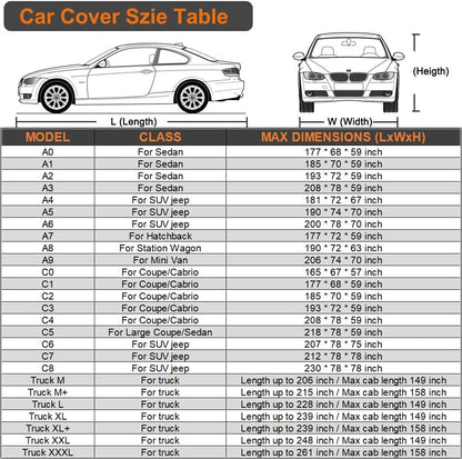 Kayme Sedan Car Cover Waterproof All Weather for Automobiles - See Vehicle Size Chart for Accurate Fit - Outdoor Full Exterior Cover Sun Rain Snow UV Protection with Zipper. Size A4 (See Size Chart)