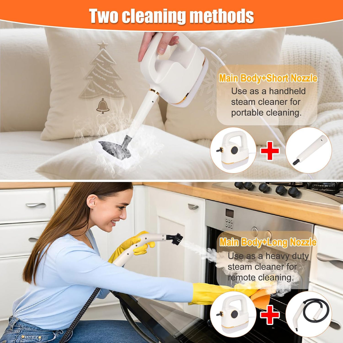 Foandbevi 7 in 1 Steam Cleaner 2500W High Pressure Steamer for Cleaning, Car Steamer Handheld Steam Cleaner for Home Use, Hardwood Floor Steam Cleaner for Upholstery, Kitchen, Bathroom, Grout